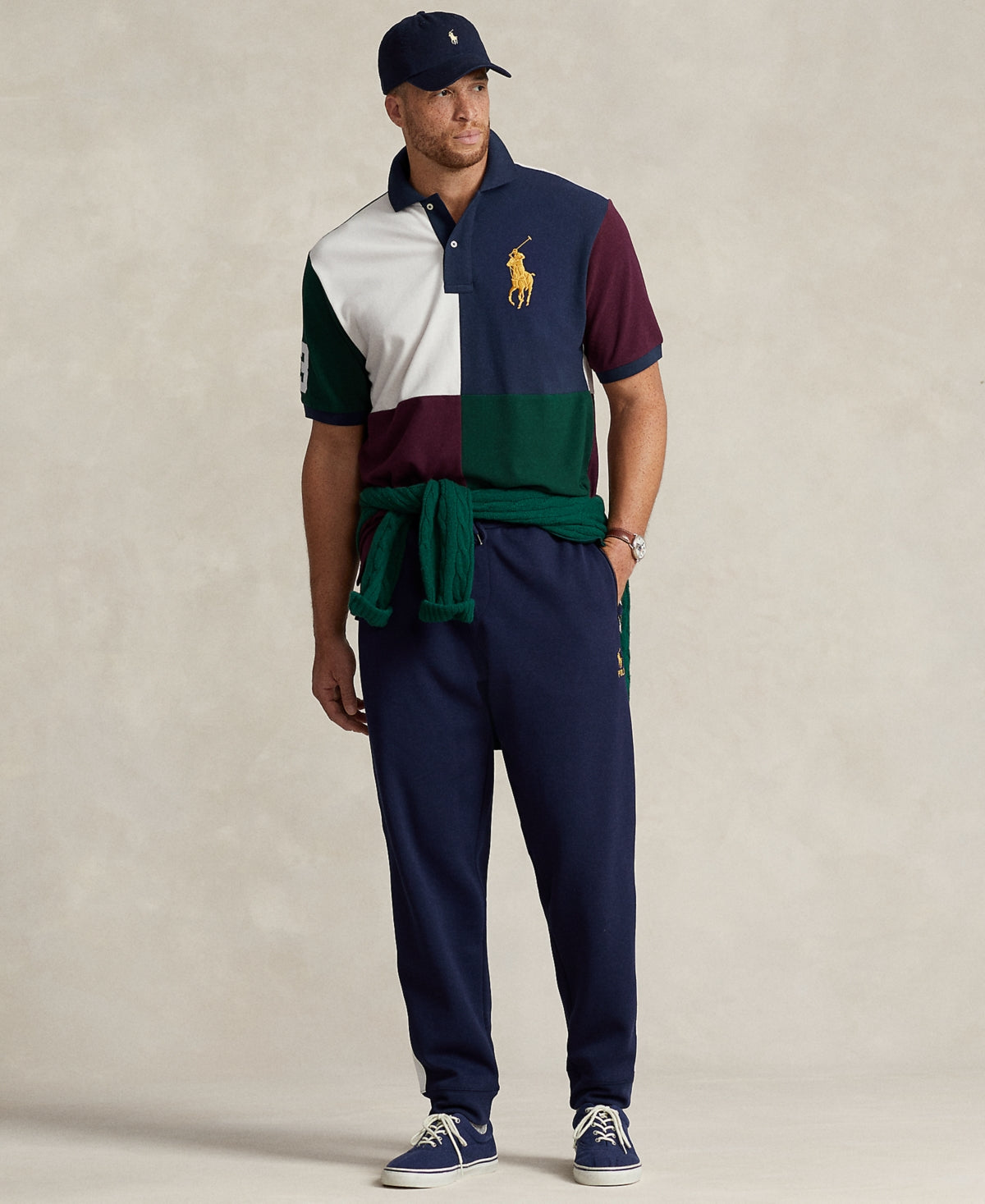 Polo Ralph Lauren Men's Big & Tall Cotton Big Pony Mesh Polo Shirt Navy 3XLT