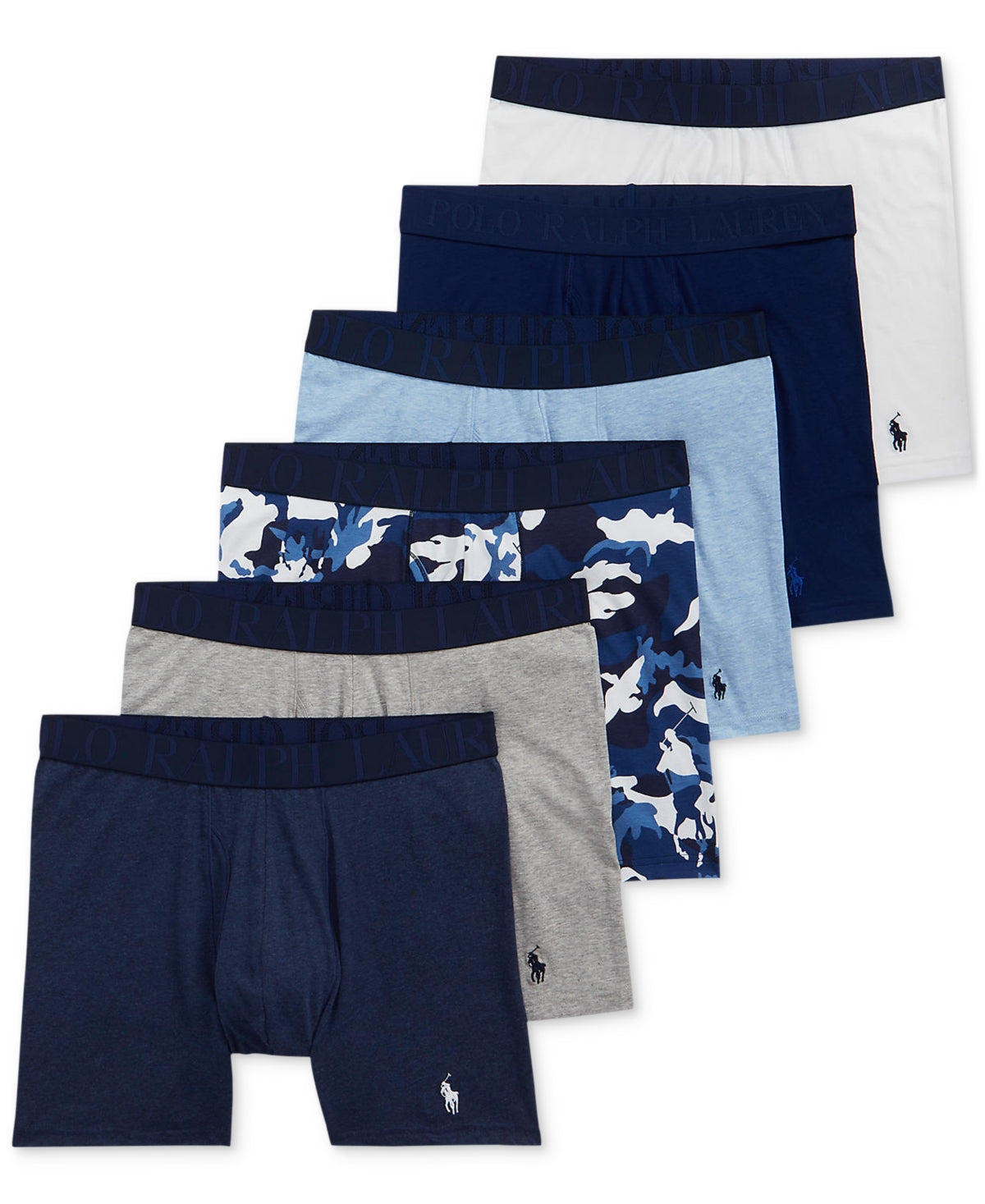 Polo Ralph Lauren Mens 5 Pack Regular fit Boxer Briefs Underwear Medium Blue