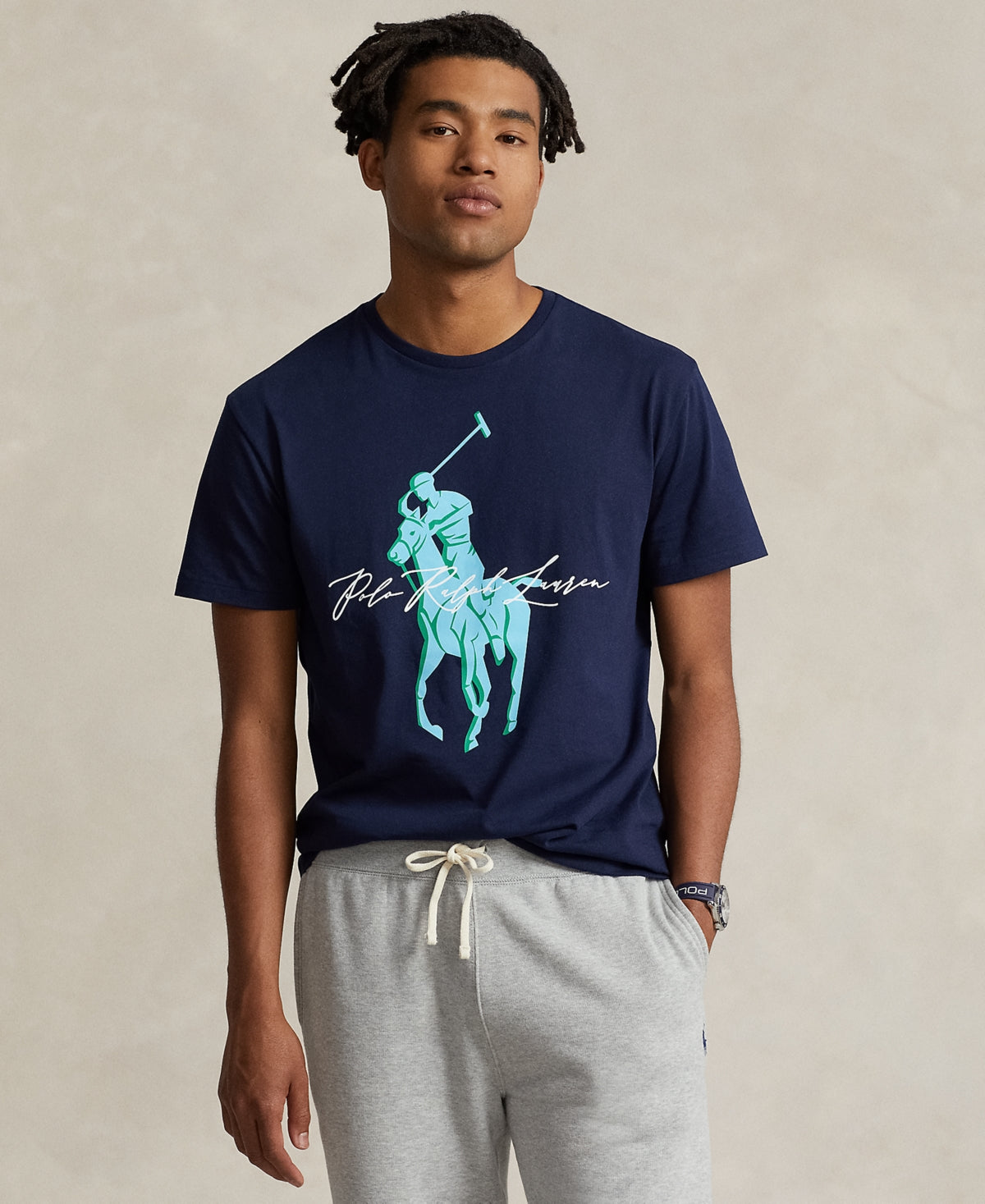 Polo Ralph Lauren Men's Cotton Classic Fit Big Pony Jersey T Shirt Navy Large
