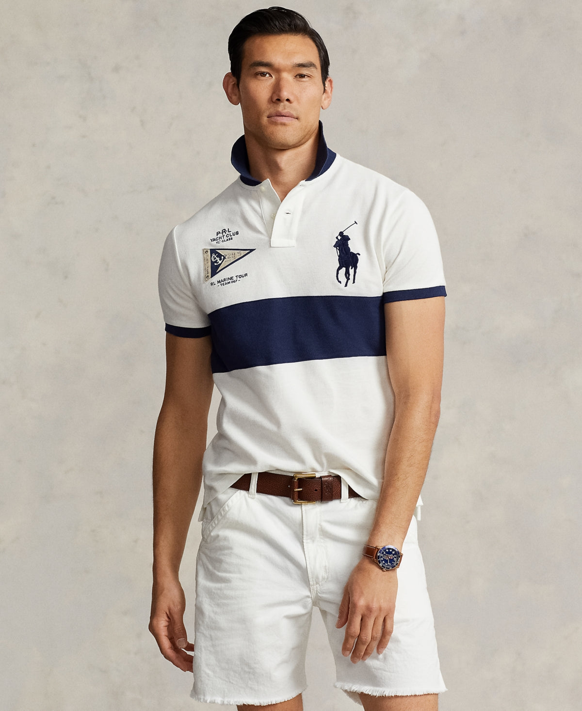 Polo Ralph Lauren Mens Custom Slim Fit Big Pony Polo Shirt Nevis Multi Small