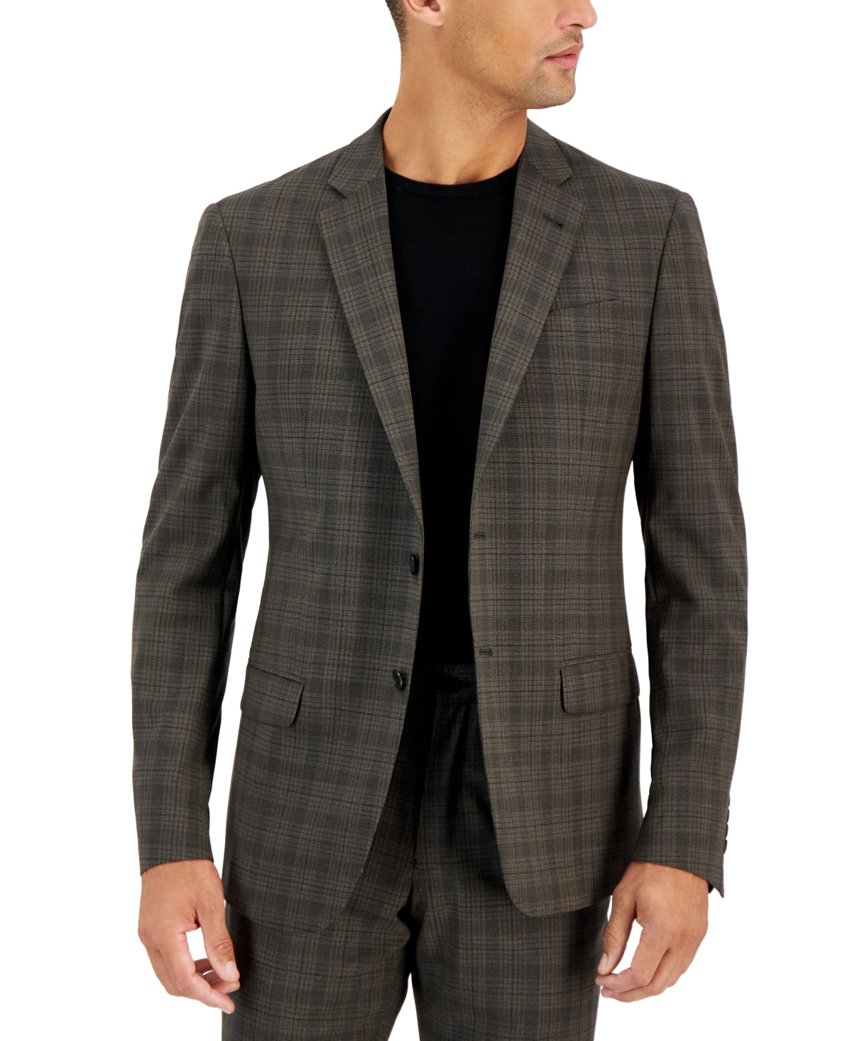 AX Armani Exchange Mens Slim Fit Sport Coat Blazer Brown 42R Plaid