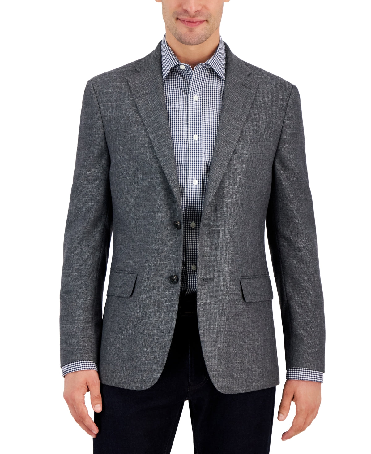 Tommy Hilfiger Men's Modern Fit Solid Weave Sport Coat Grey 40L