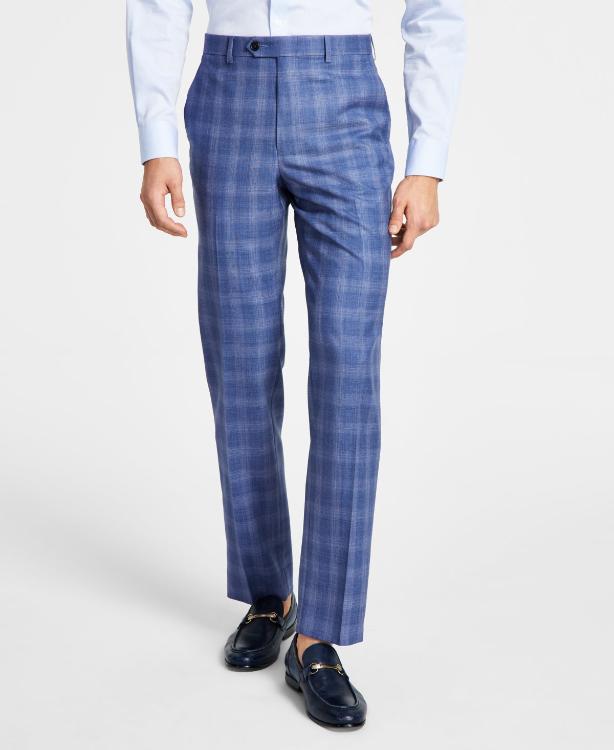 Lauren Ralph Lauren Mens Ultra Flex Classic Fit Blue Plaid Dress Pants 36 x 32
