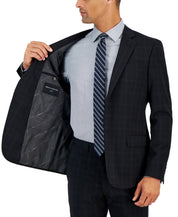 AX Armani Exchange Men's Slim Fit Windowpane Sport Coat Blazer Black 38R