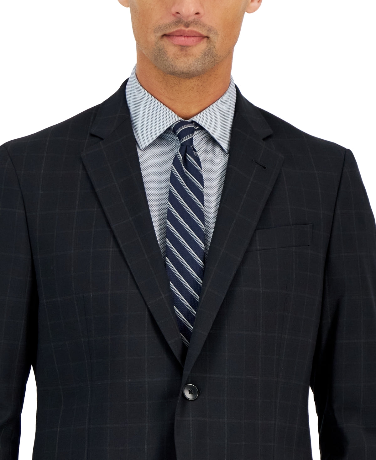 AX Armani Exchange Men's Slim Fit Windowpane Sport Coat Blazer Black 38R