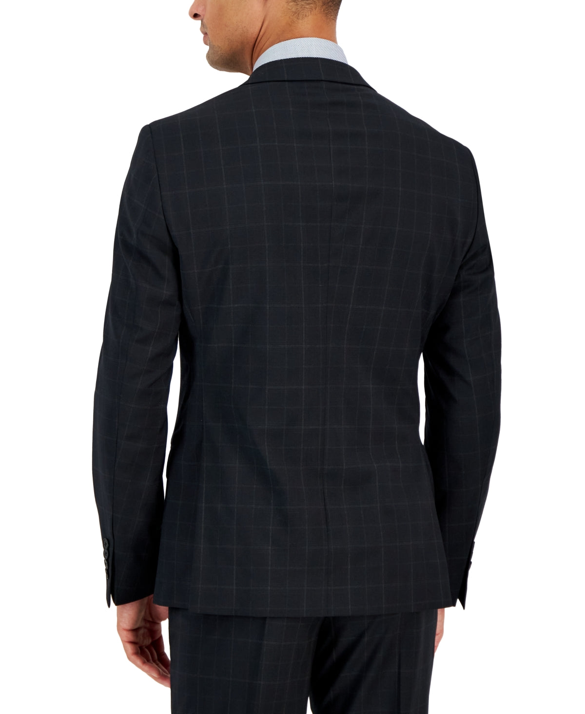 AX Armani Exchange Men's Slim Fit Windowpane Wool Sport Coat Blazer Black 40R