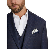 Tayion Collection Mens Classic Fit Jacquard Suit Jacket Blue 42L