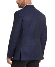 Tayion Collection Mens Classic Fit Blue Jacquard Suit Jacket Blue 44L