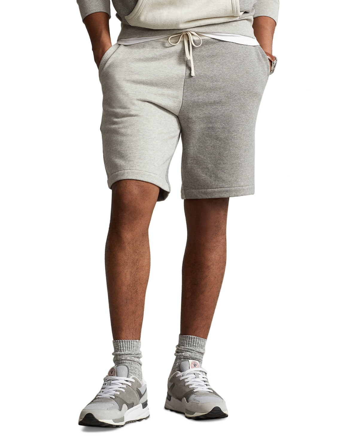 Polo Ralph Lauren Mens RL Fleece Colorblocked Shorts Grey Small