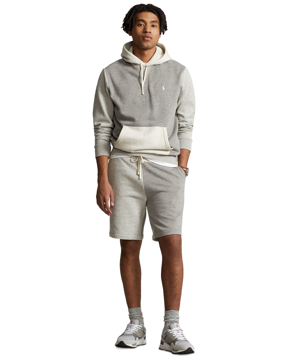 Polo Ralph Lauren Mens RL Fleece Colorblocked Shorts Grey Small