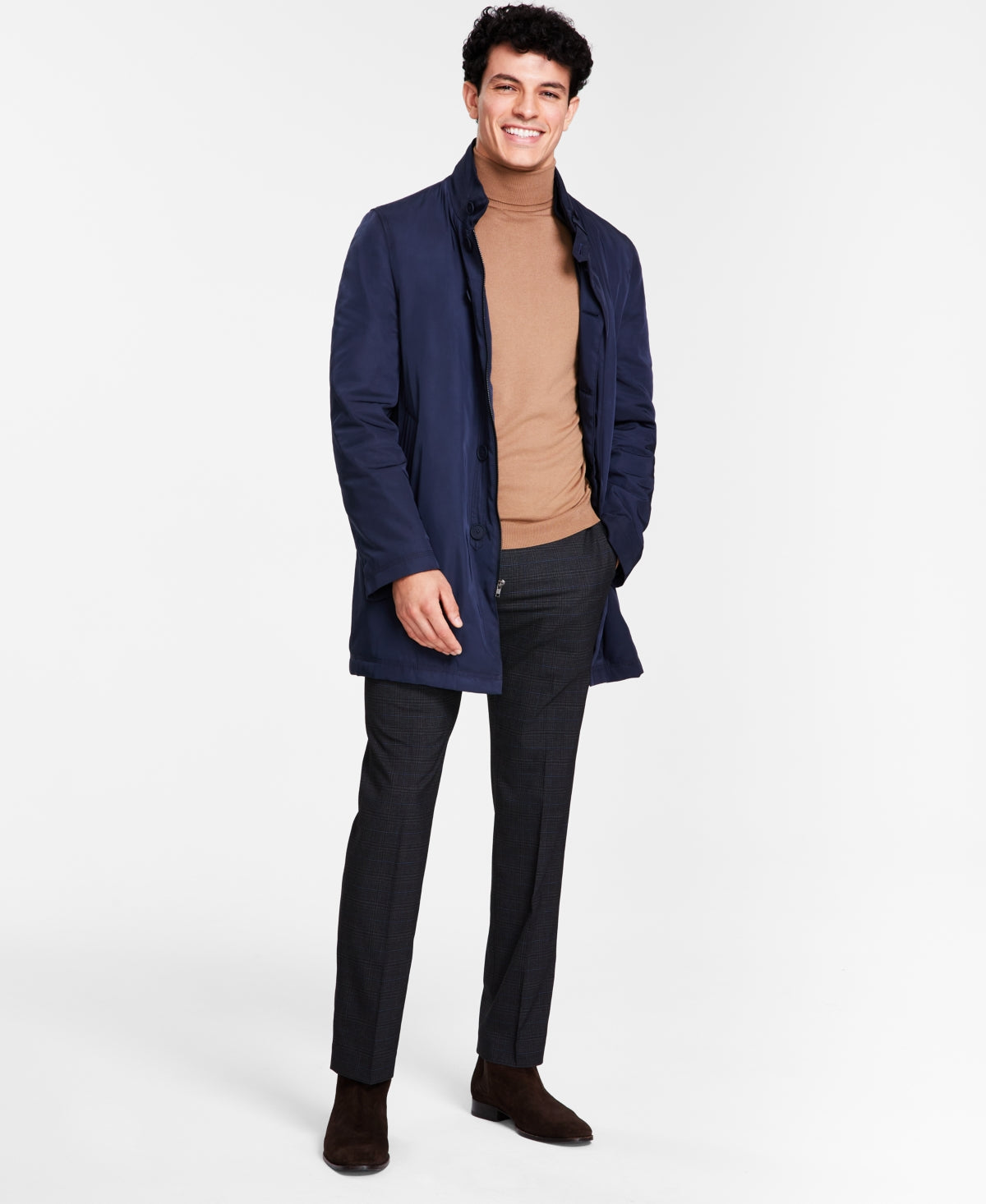 Calvin Klein Mens Slim fit Overcoat Coat 40L R Blue Solid