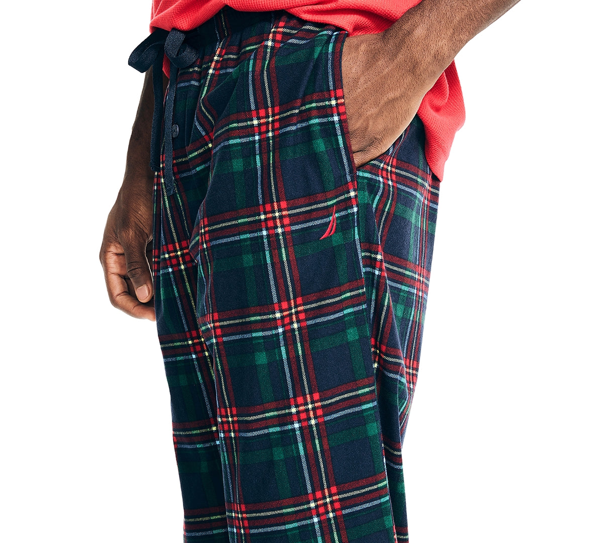 Nautica Men's Classic Fit Plaid Cozy Fleece Pajama Pants Maritime Blue Medium