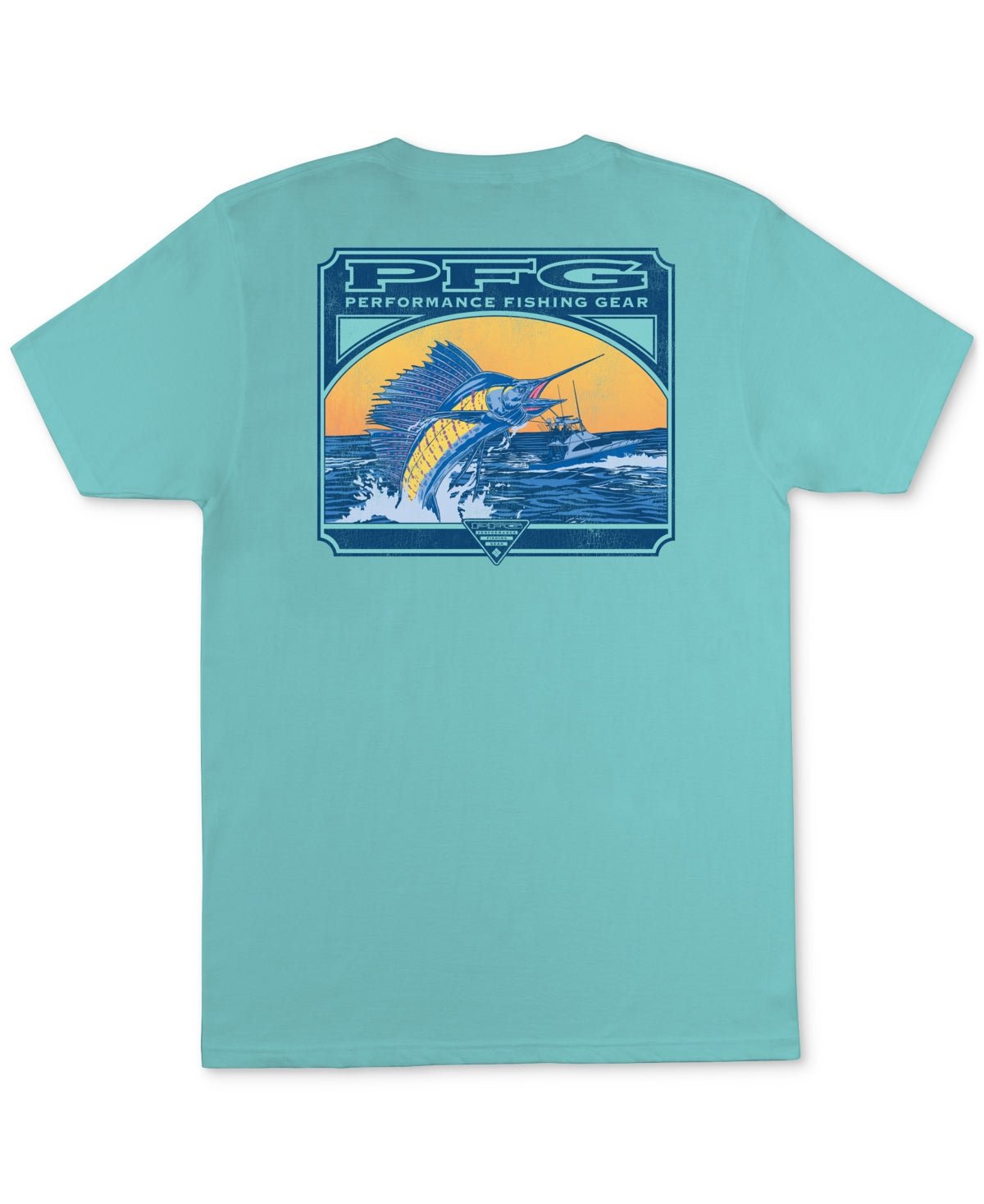 Columbia Mens Waving Short Sleeve Graphic T Shirt Gulfstream Green Medium