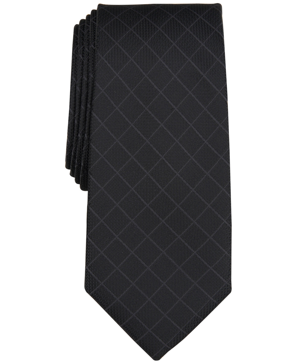 Alfani Men Regular fit Tie Necktie One Size Black Argyle/Diamond