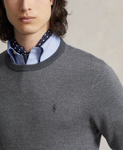 Polo Ralph Lauren Men's Herringbone Knit Wool Sweater Grey Combo Medium