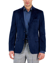 Alfani Men's Slim Fit Velvet Blazer Sport Coat Dark Navy 44S