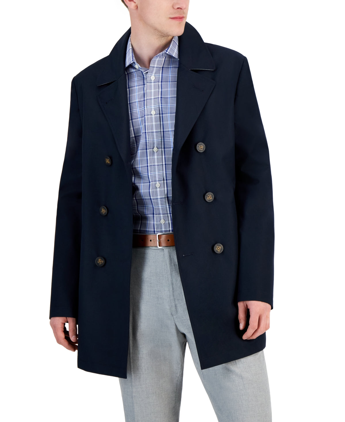 Lauren Ralph Lauren Mens Classic Double Breasted Raincoat Coat 40 S Navy Blue