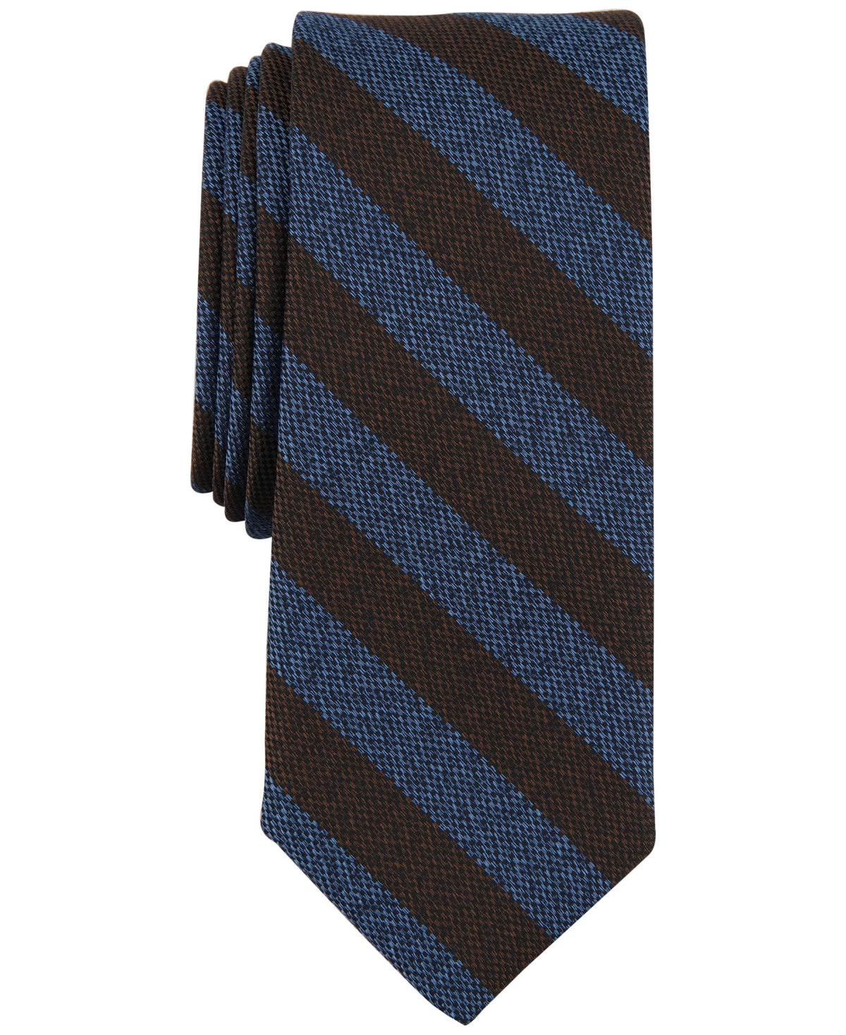 Bar III Men's Tie Arrow Striped Skinny Necktie Taupe Blue