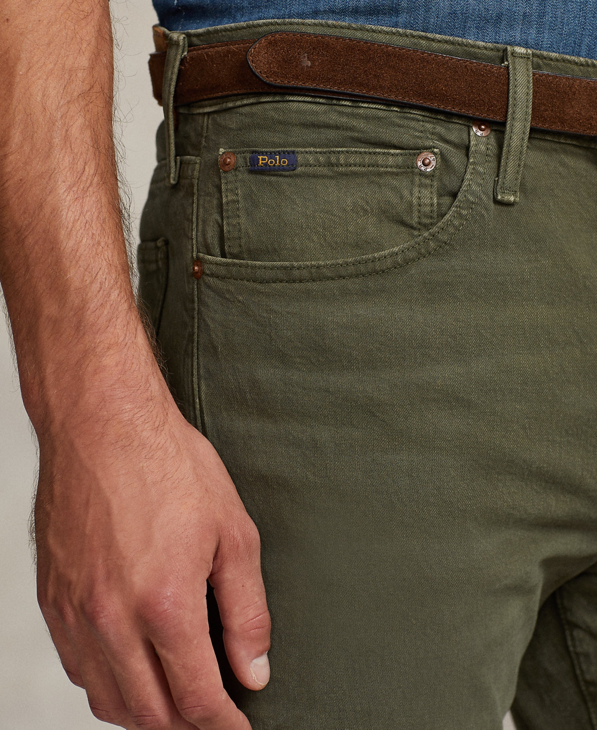 Polo Ralph Lauren Men's Big & Tall Hampton Relaxed Straight Jeans Green 46 x 30