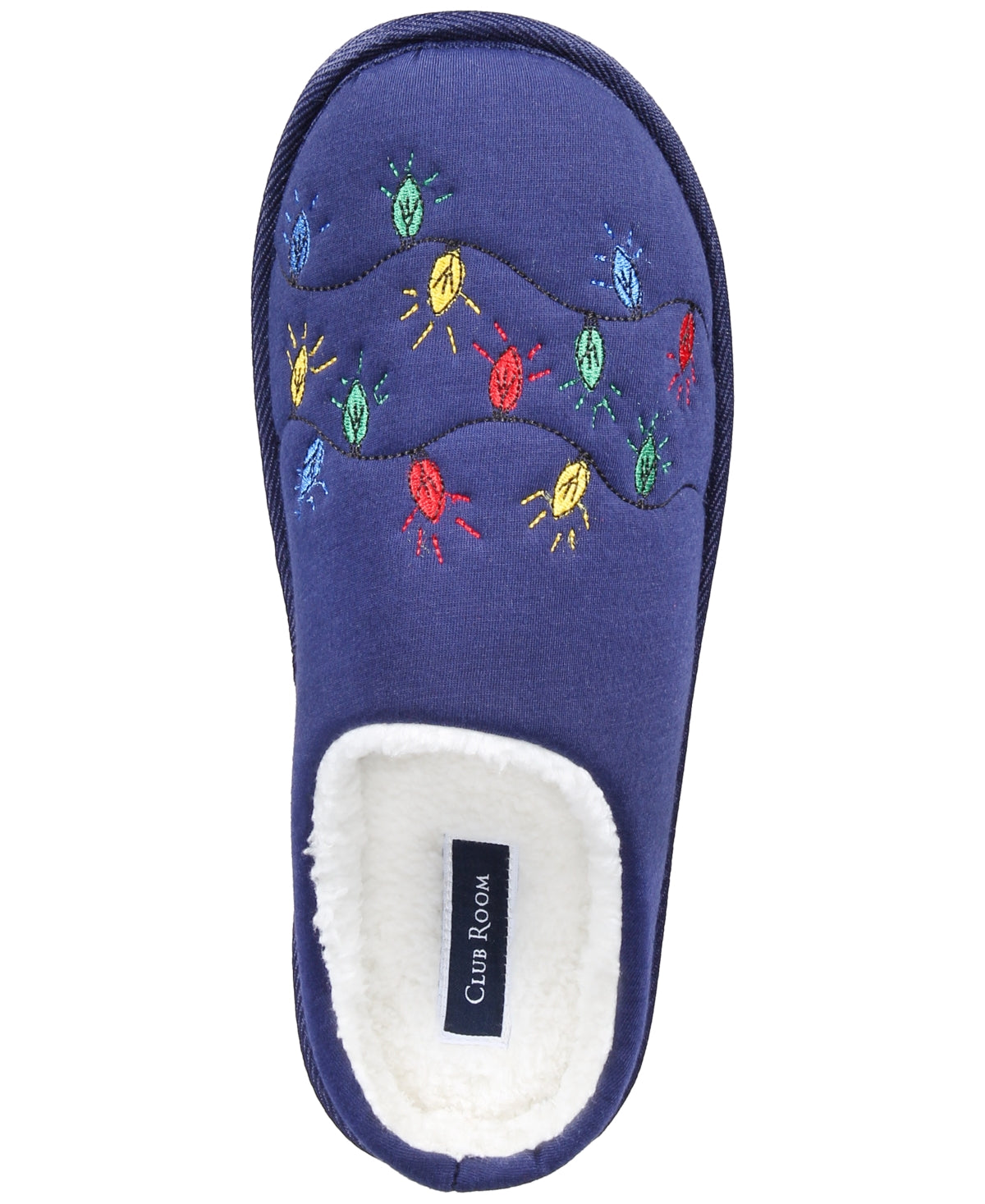 Club Room Men's Jake Slippers Holiday Lights Navy Blue Medium  8 - 9