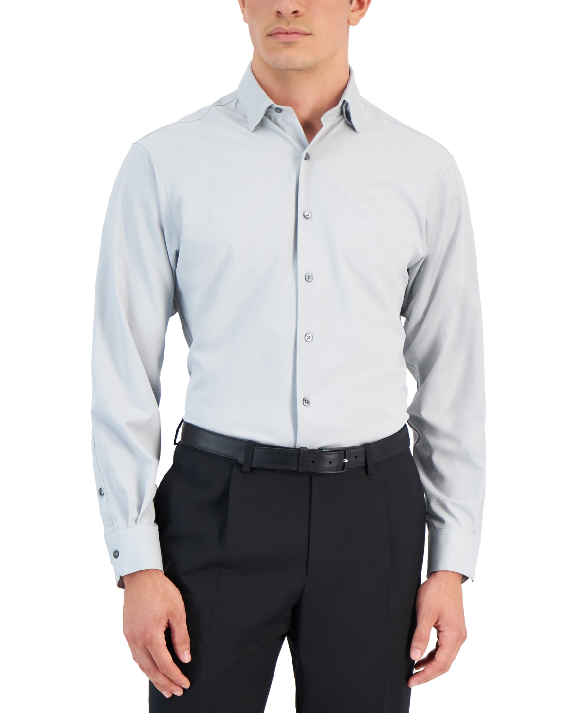 Alfani Mens Regular fit Dress Shirt XL 17-17.5 32-33 Light Green Solid