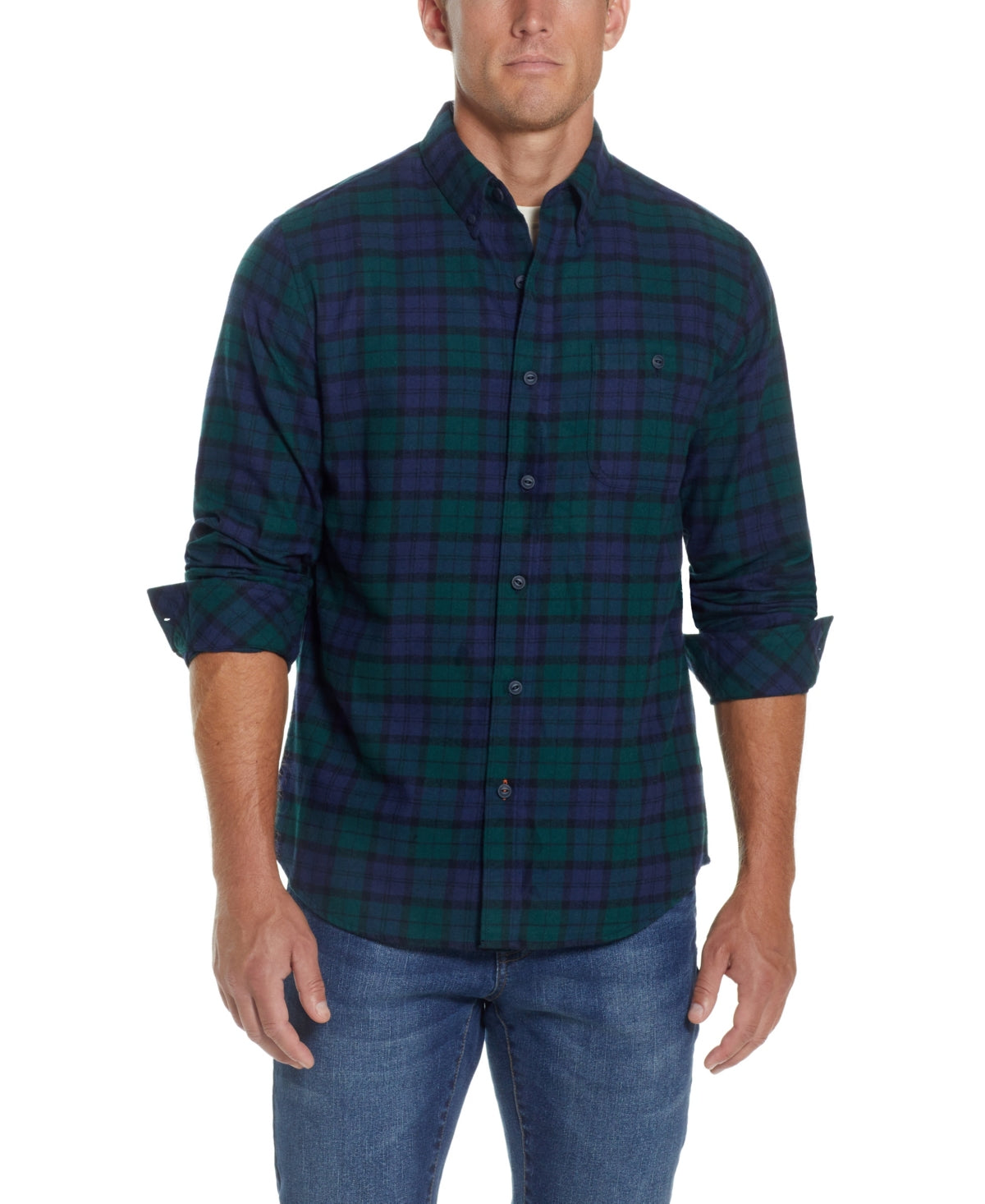 Weatherproof Vintage Mens Vintage Flannel Button Down Shirt Green Medium