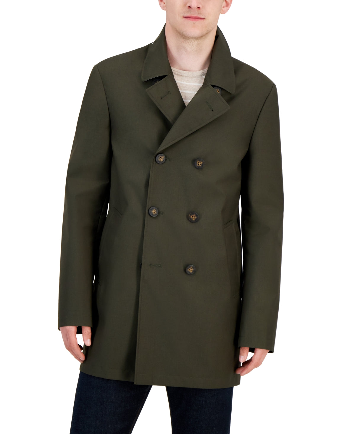 Lauren Ralph Lauren Men's Classic Fit Solid Raincoat Coat Green 40L