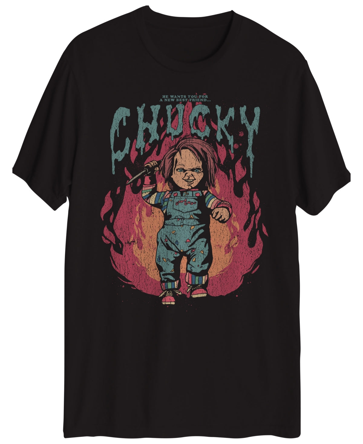 Hybrid Mens Chucky Short Sleeve Graphic T Shirt Black Multi Small