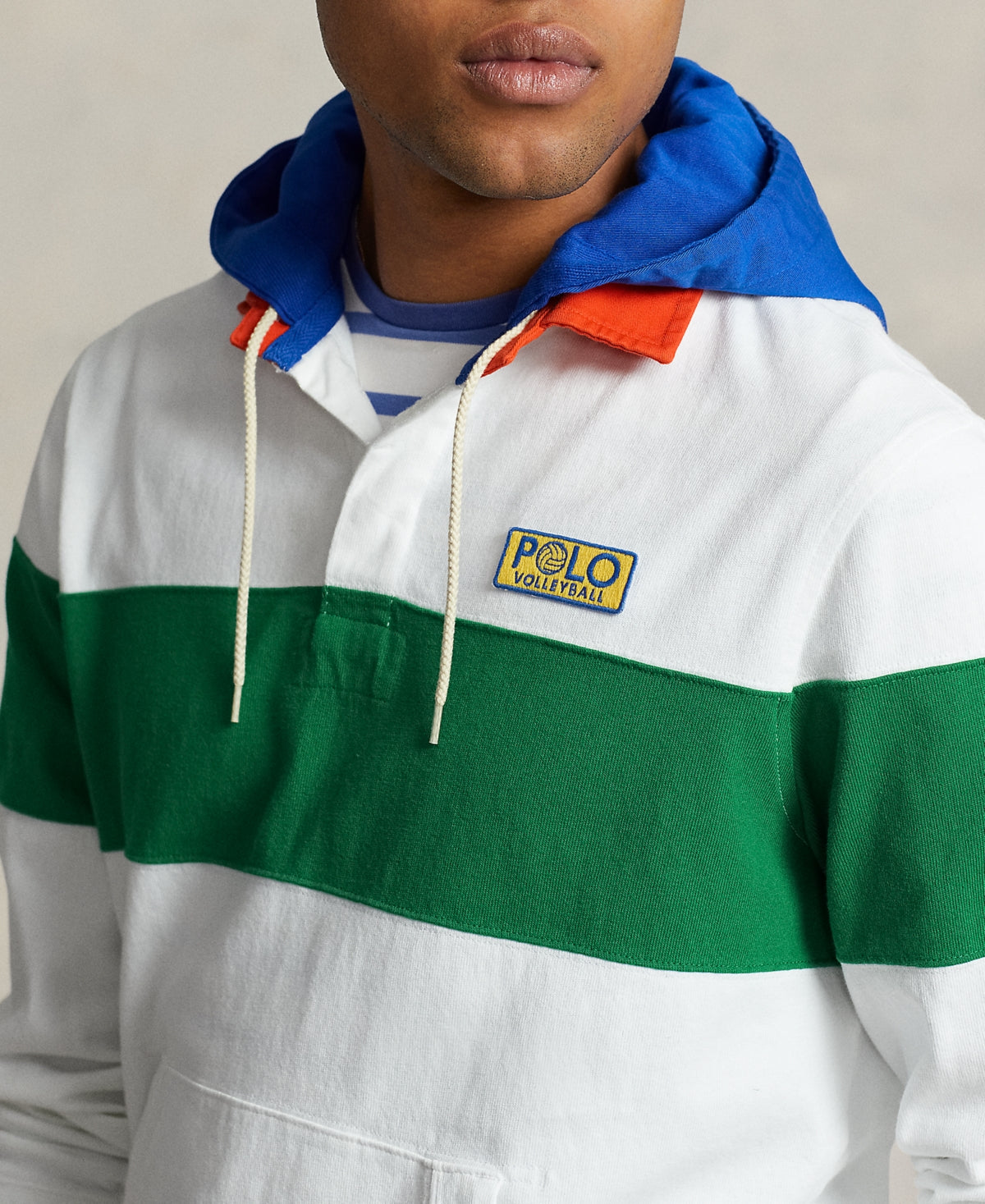 Polo Ralph Lauren Men's Classic Fit Jersey Hooded Rugby Shirt White Medium