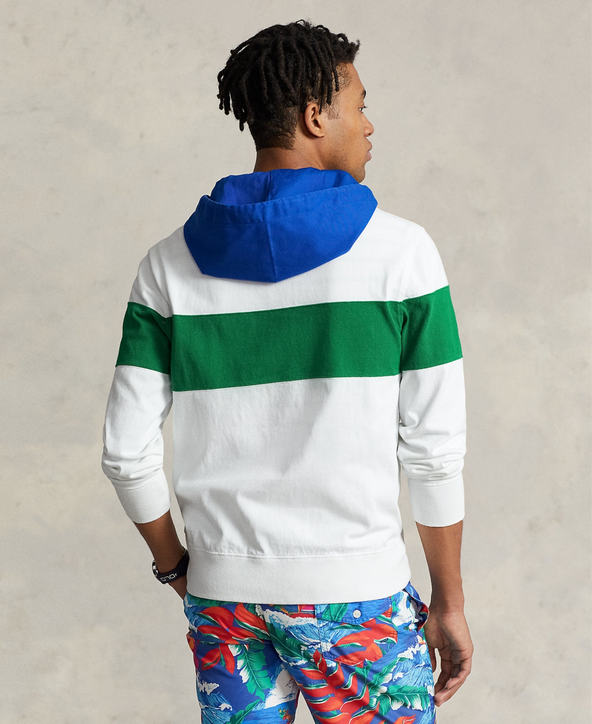Polo Ralph Lauren Men's Classic Fit Jersey Hooded Rugby Shirt White Medium