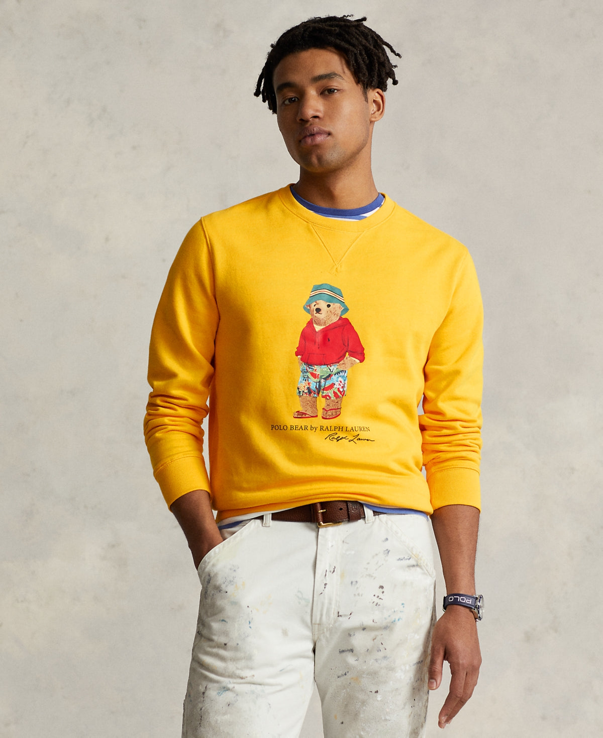 Polo Ralph Lauren Mens Polo Bear Fleece Sweatshirt Bear Yellow Large