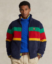 Polo Ralph Lauren Mens Laurel Crest Pile Fleece Jacket Cruise Navy Blue XL