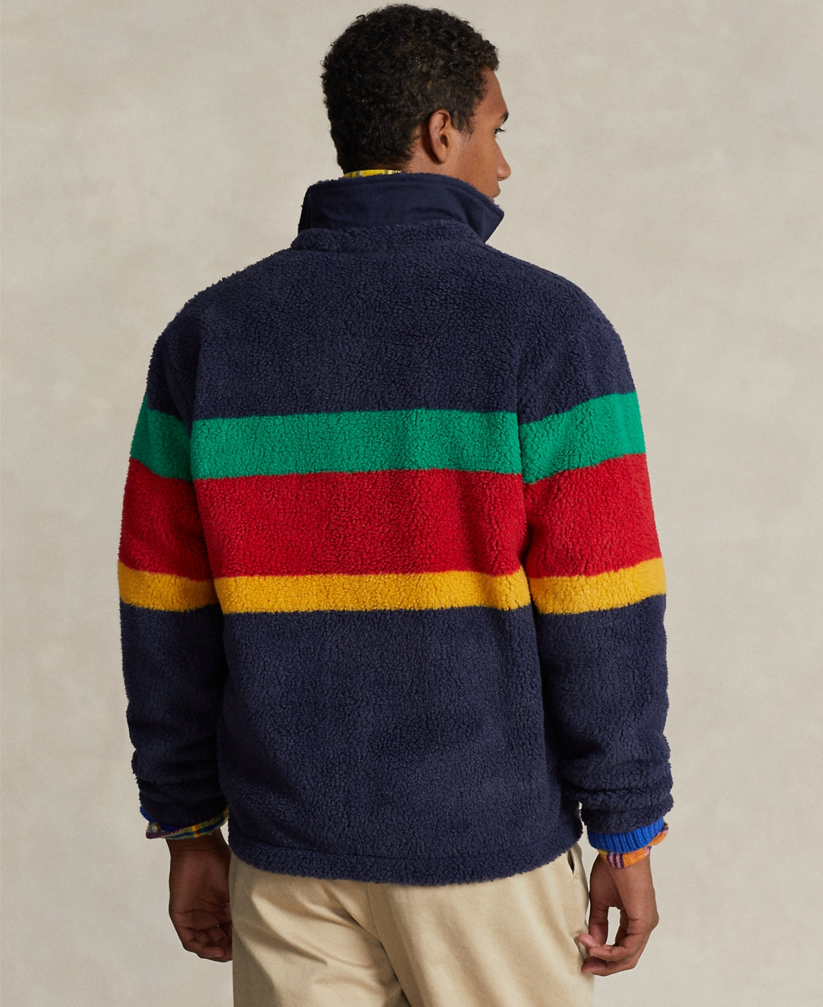 Polo Ralph Lauren Mens Laurel Crest Pile Fleece Jacket Cruise Navy Blue XL