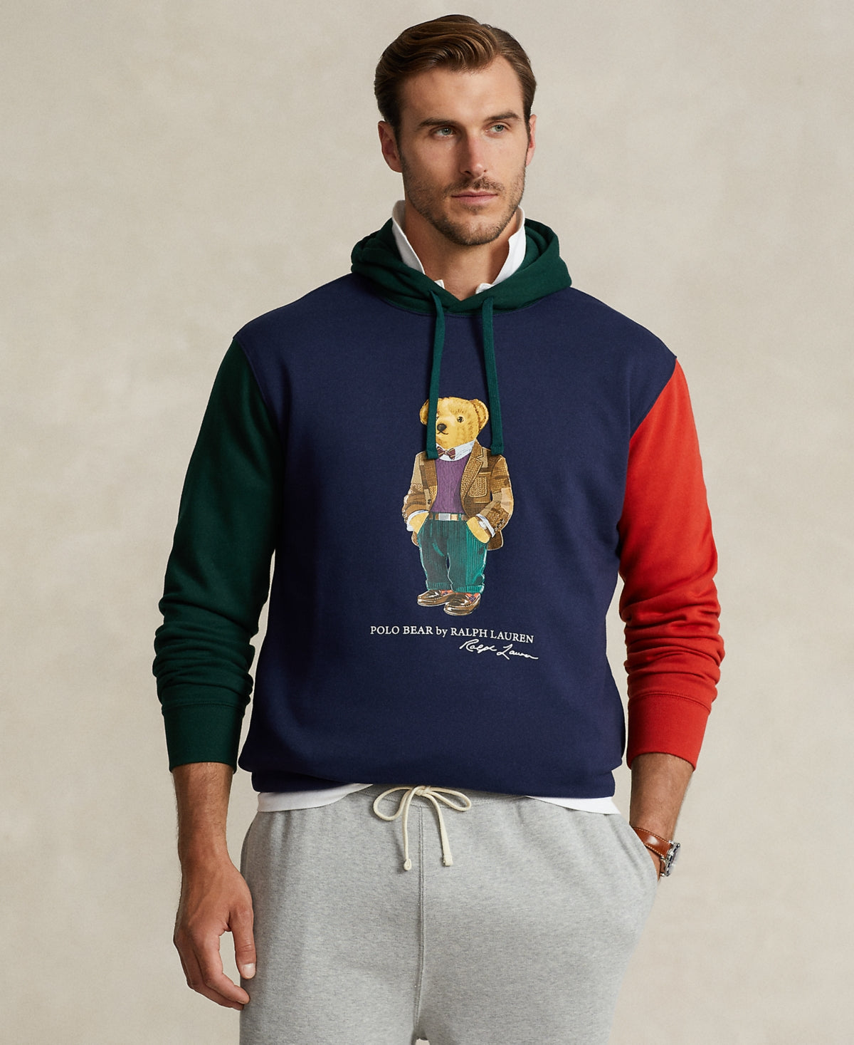 Polo Ralph Lauren Big & Tall Bear Fleece Hoodie Sweatshirt 2LT 2XLT Navy Blue