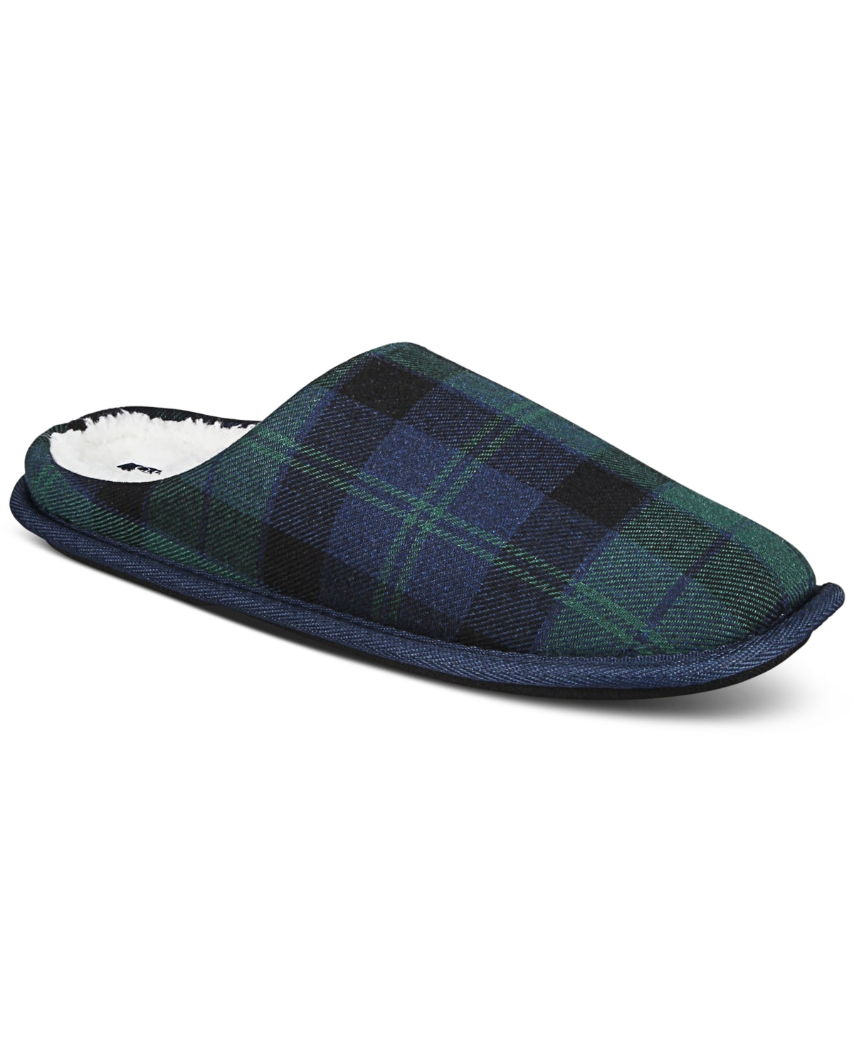 Club Room Men's Jake Plaid Slip On Slippers Blue Green Medium 8 to 9