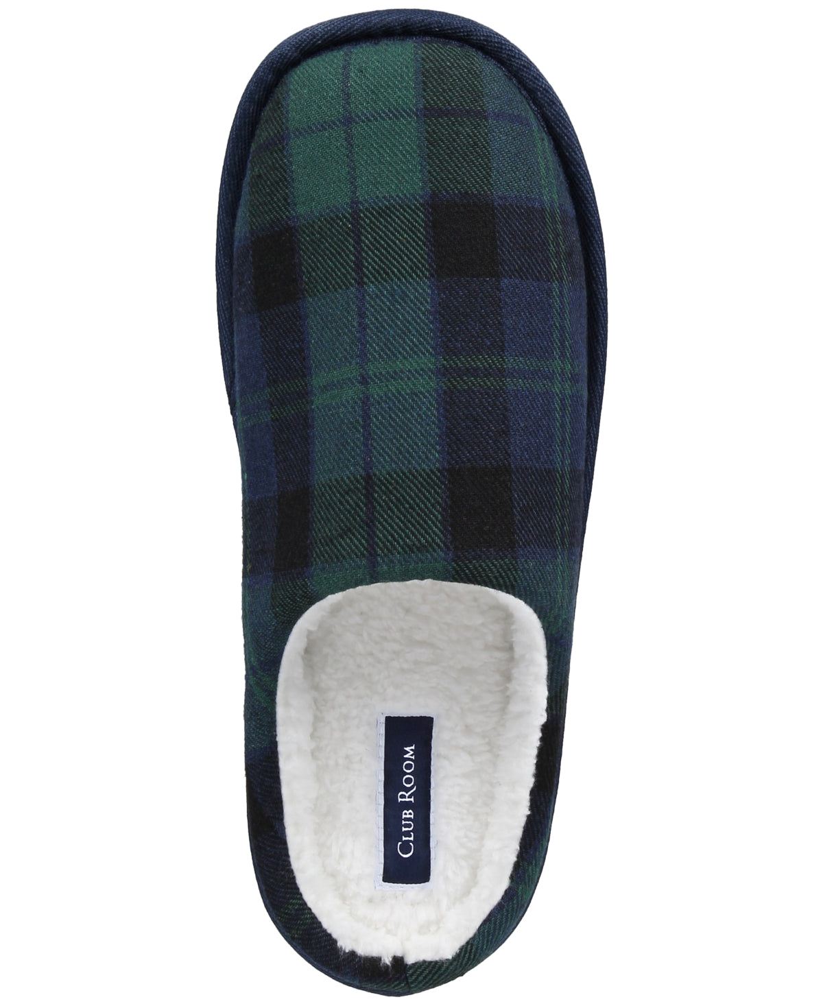 Club Room Men's Jake Plaid Slip On Slippers Blue Green Medium 8 to 9