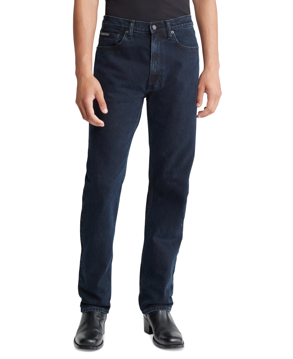 Calvin Klein Men's Standard Straight-Fit Stretch Jeans 36 x 32 Dark Blue
