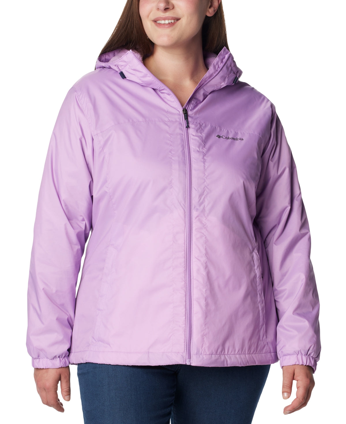 Columbia Womens Regular fit Raincoat Coat 1X Pink Solid