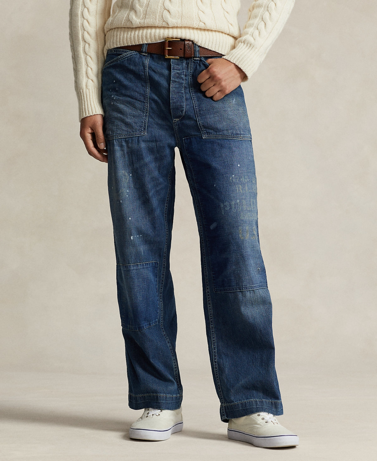 Polo Ralph Lauren Men's Cotton Relaxed Fit Distressed Jeans Stonington 36 x 30