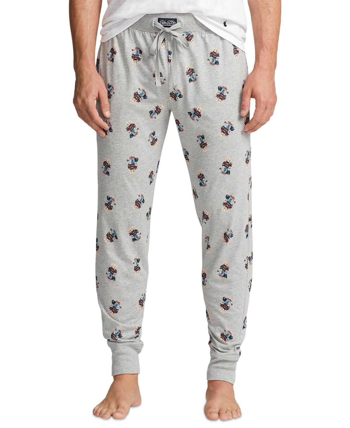 Polo Ralph Lauren Mens  Pajama Jogger Pants Holiday Bear Grey Medium