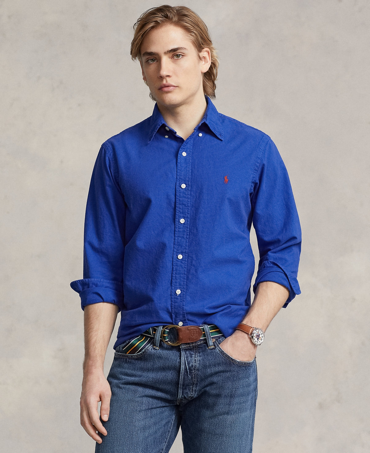 Polo Ralph Lauren Men's Iconic Cotton Oxford Button Down Shirt Blue XL