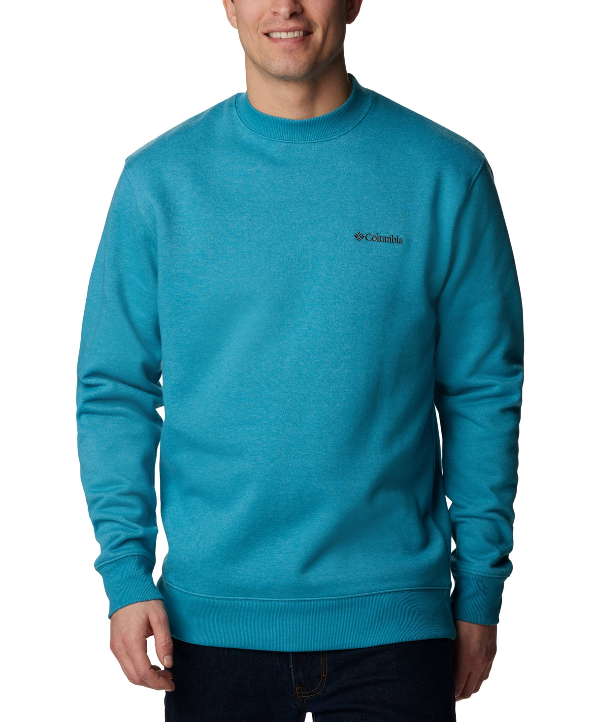 Columbia Columbia Mens Hart Mountain Crew Sweatshirt Shasta Heather Blue Small
