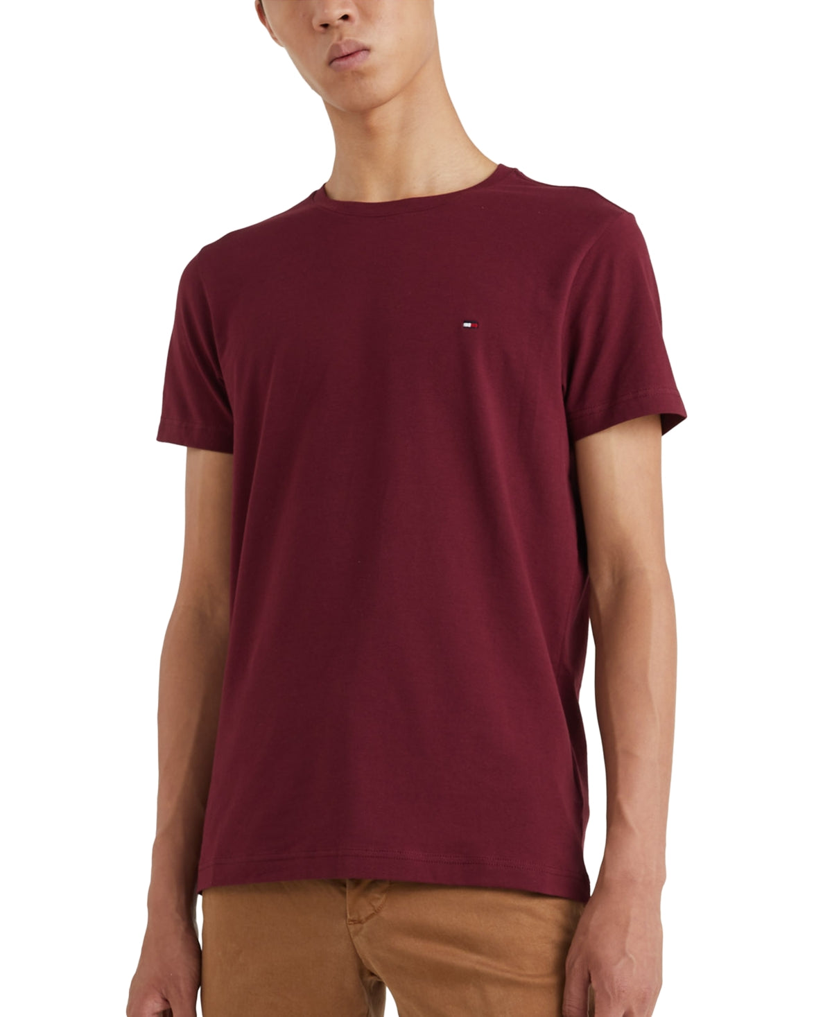 Tommy Hilfiger Mens Stretch Slim Fit Crewneck T Shirt Rouge 2XL