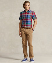 Polo Ralph Lauren Mens Classic Fit Plaid Short Sleeve Oxford Shirt Blue Large
