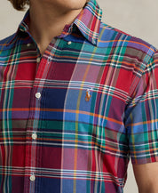 Polo Ralph Lauren Mens Classic Fit Plaid Short Sleeve Oxford Shirt Blue Large