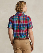 Polo Ralph Lauren Mens Classic Fit Plaid Short Sleeve Oxford Shirt Blue Large