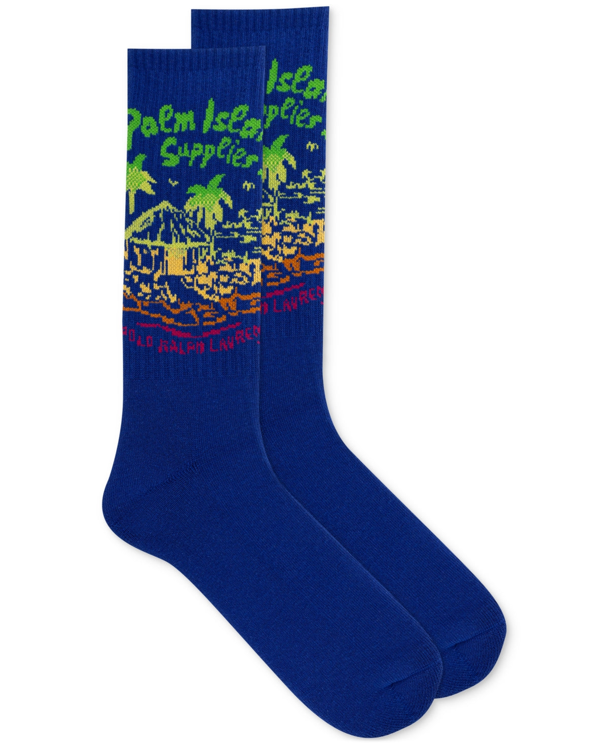 Polo Ralph Lauren Men's Palm Island Supplies Crew Socks Blue One Size