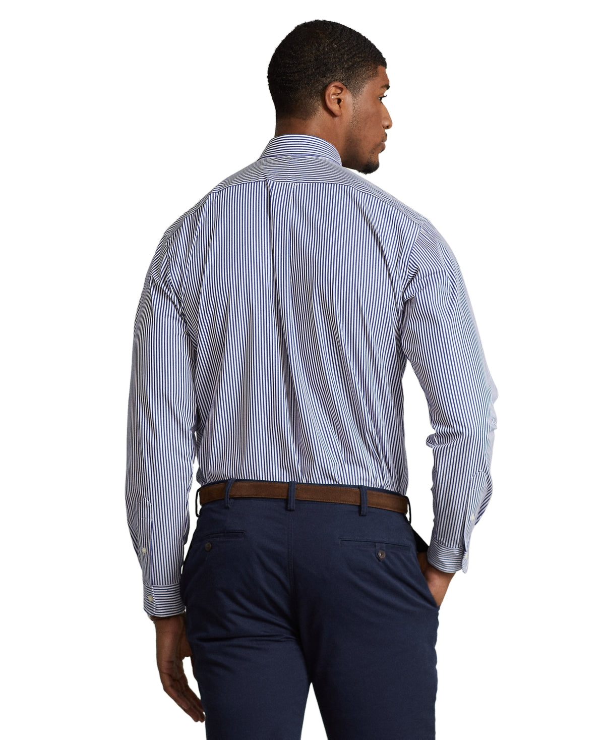 Polo Ralph Lauren Men's Big & Tall Striped Stretch Poplin Shirt Navy White 3XB