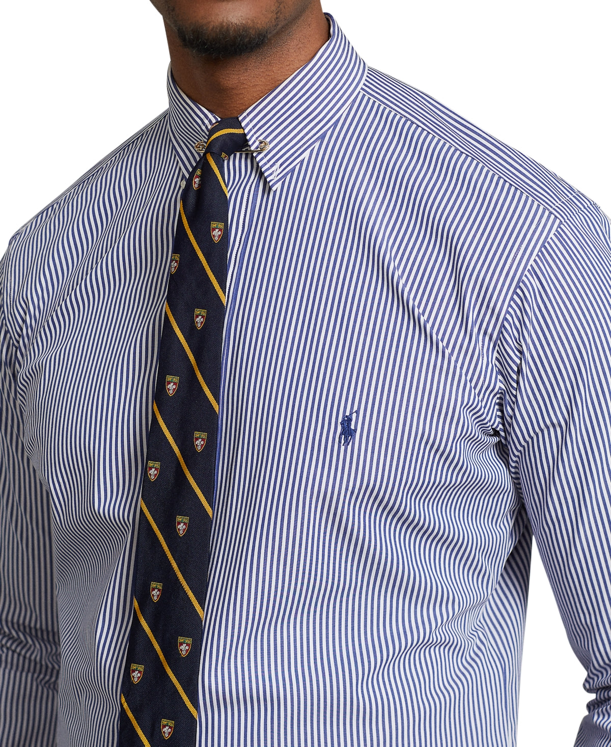 Polo Ralph Lauren Men's Big & Tall Striped Stretch Poplin Shirt Navy White 3XB