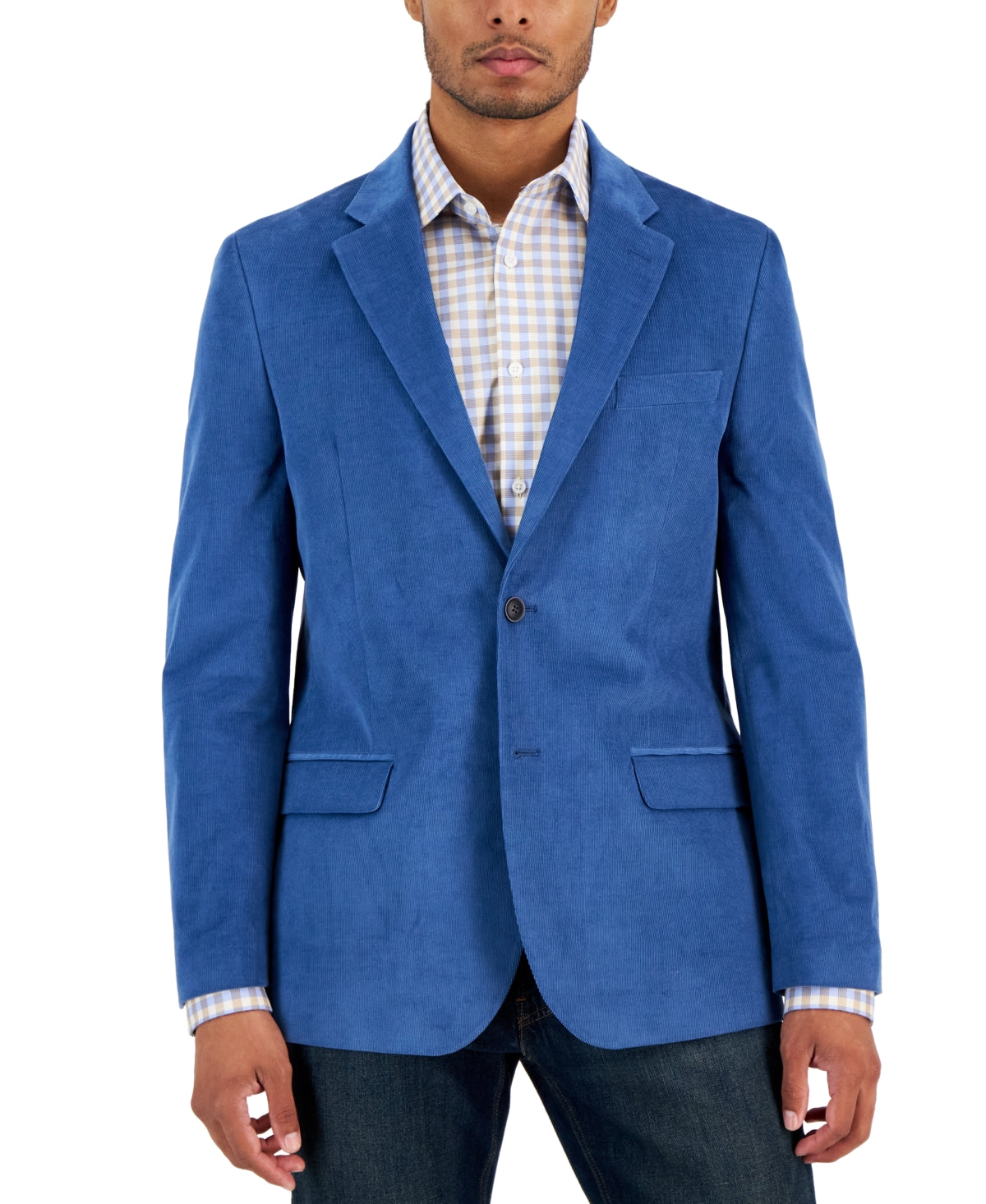 Nautica Men's Modern Fit Active Corduroy Sport Coat Blazer Light Blue  42R